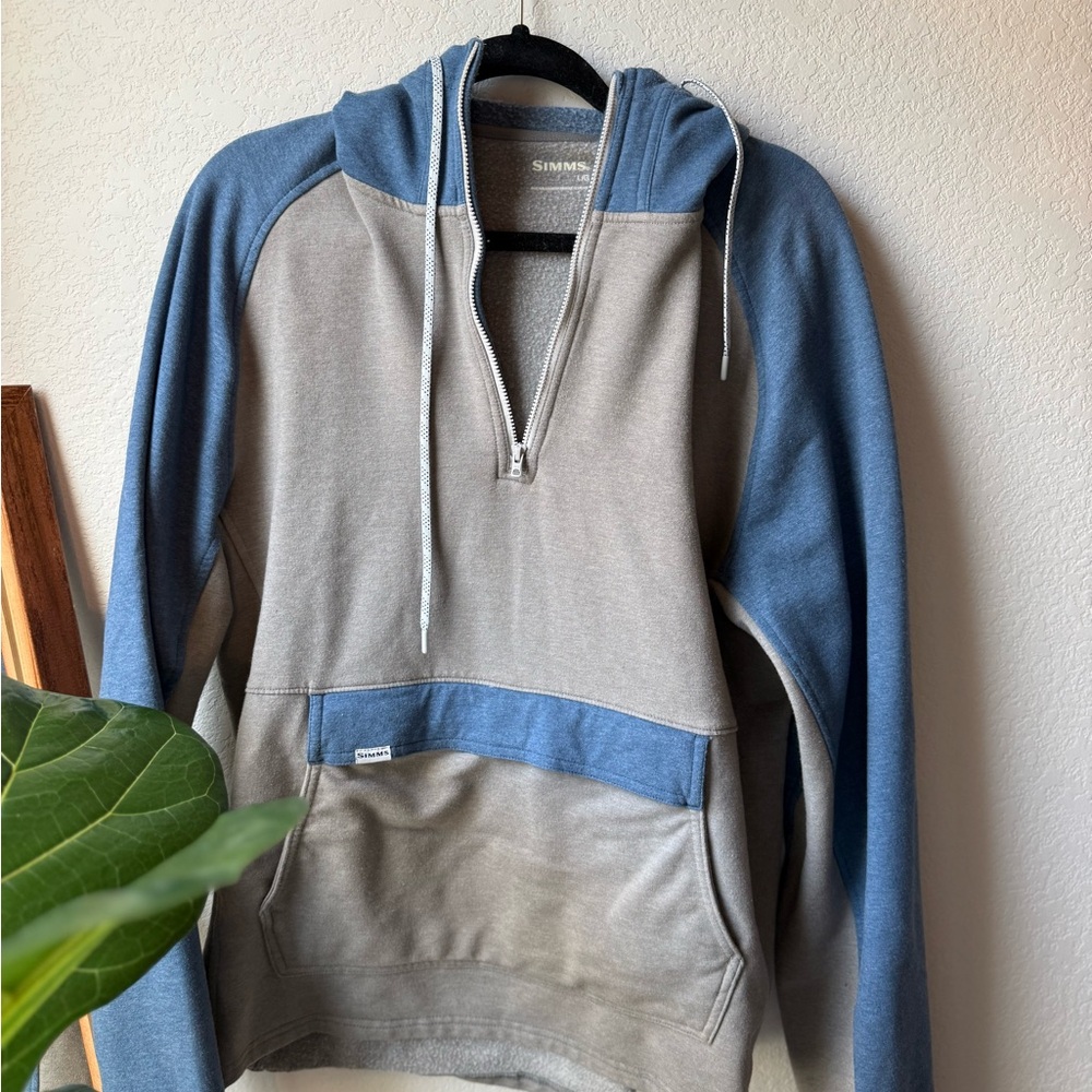 Simms Men's Zip-Up Sweater in Blue and Gray